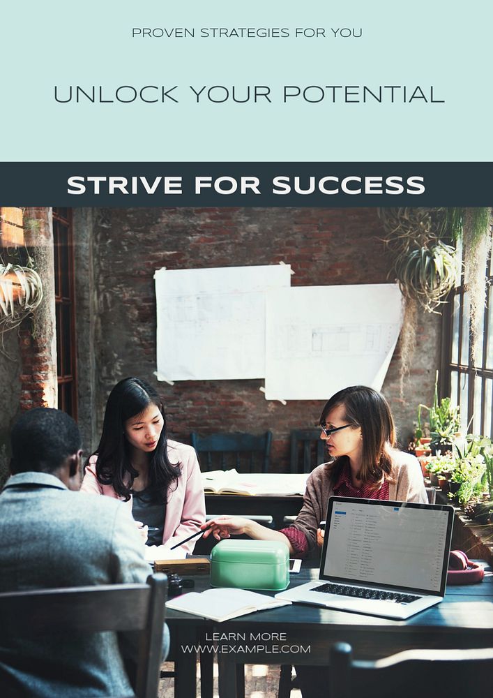 Strive for success poster template, editable text and design