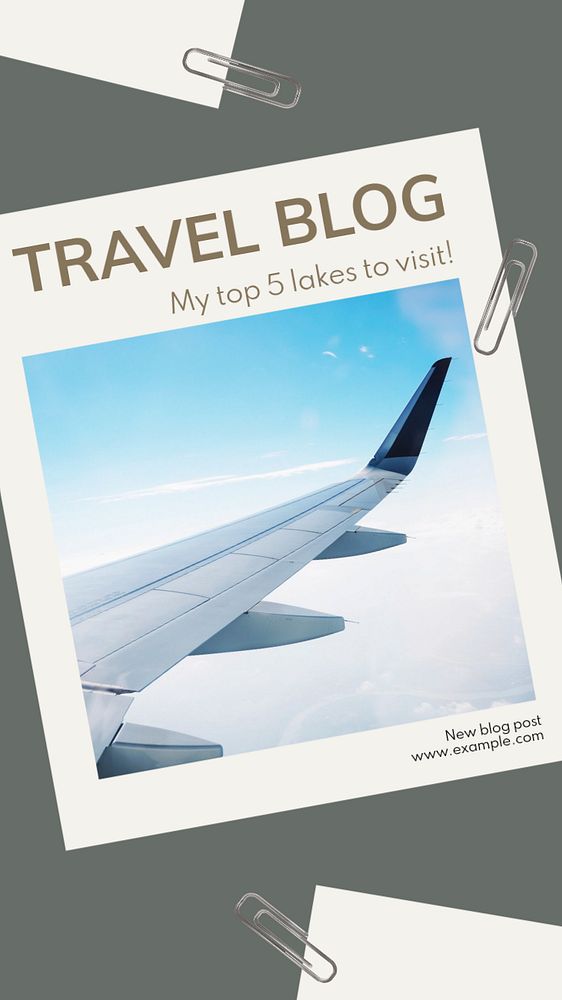 Travel blog  Instagram story template, editable text