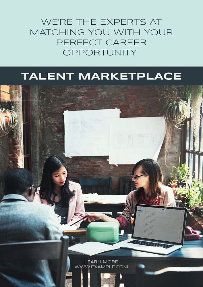 Talent marketplace poster template, editable text and design