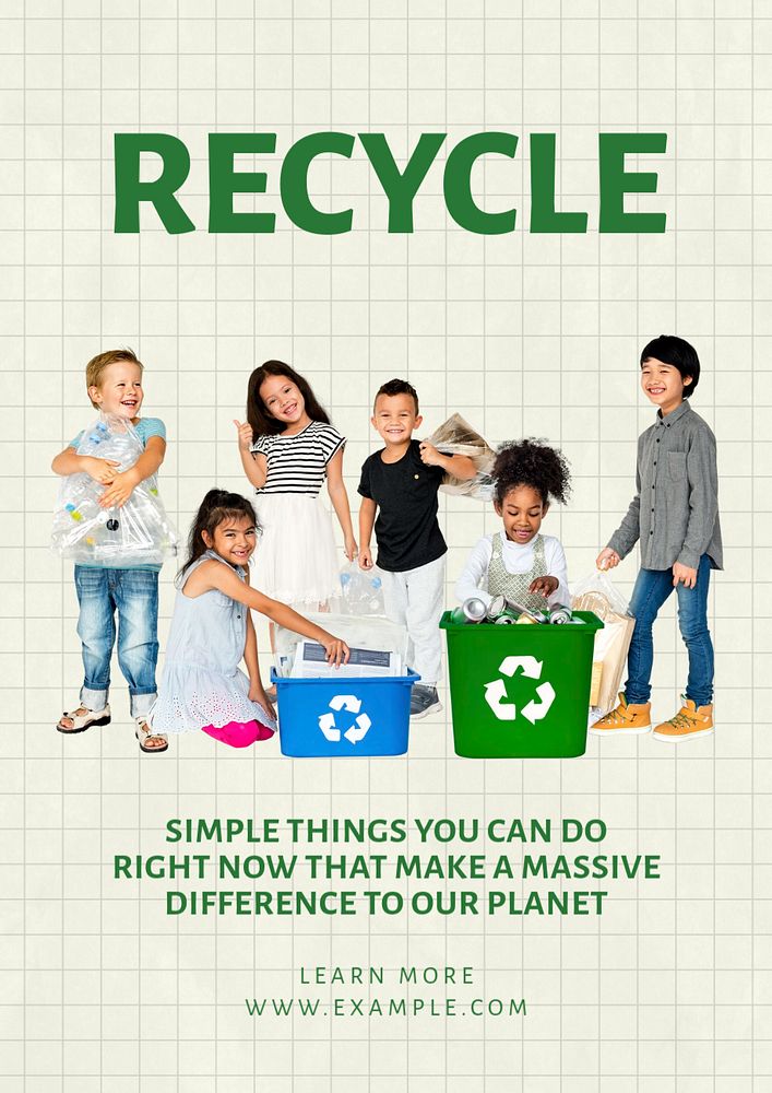 Recycling  poster template, editable text and design