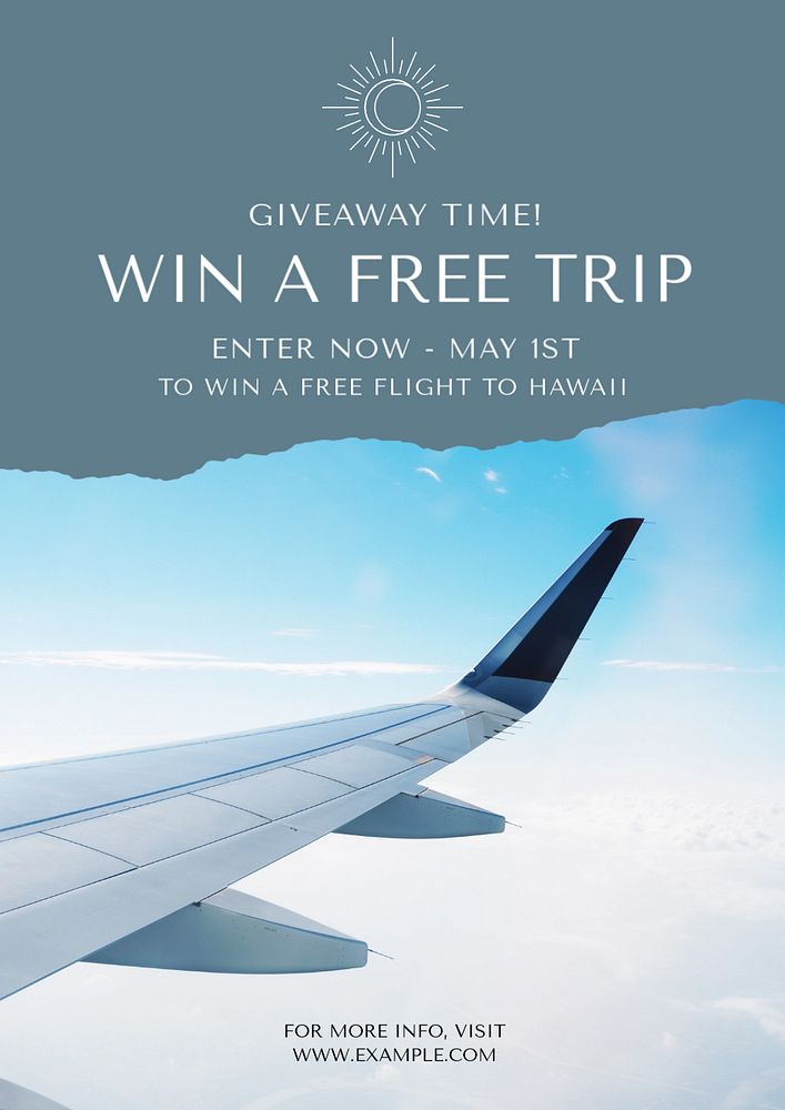 Free trip, giveaway  poster template, editable text and design