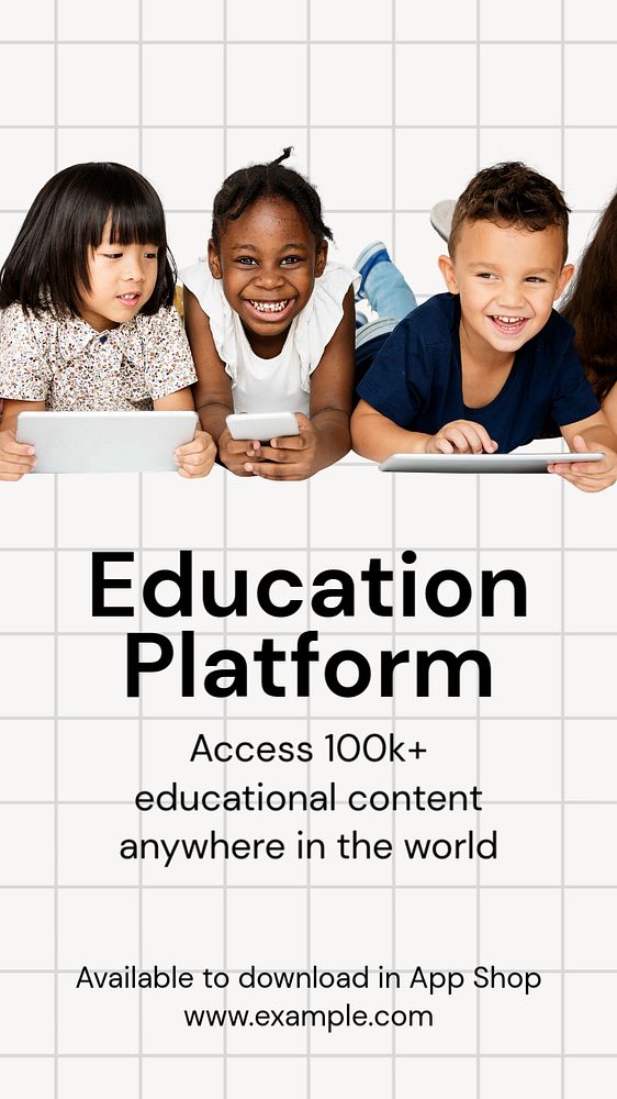 Education platform  Instagram story template, editable text