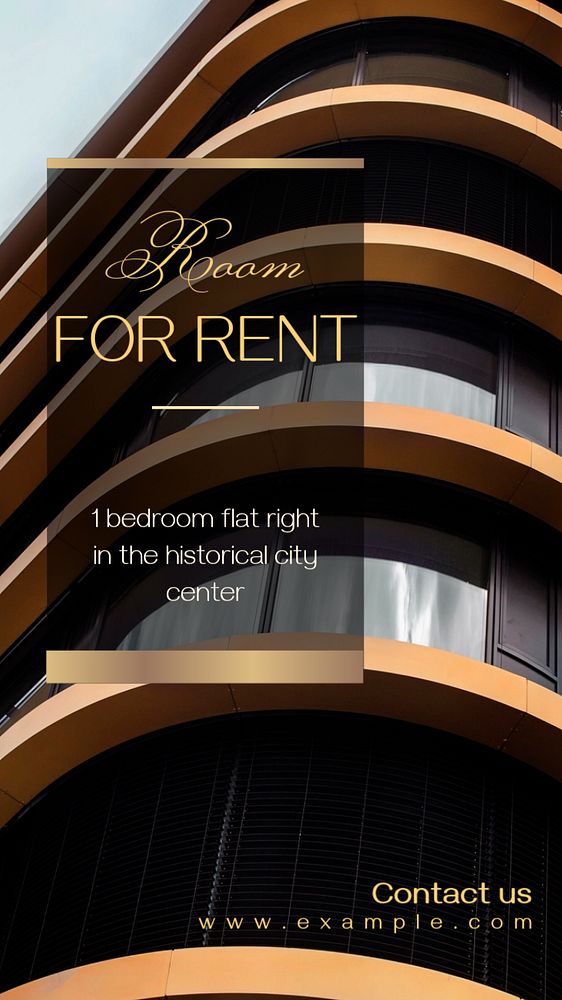 Room for rent  Instagram story template, editable text