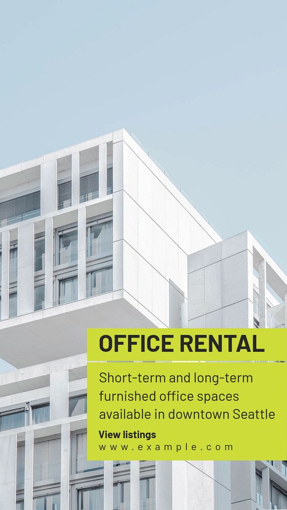 Office rental  Instagram story template, editable text