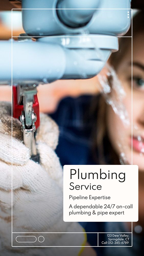 Plumbing Instagram story template, editable text