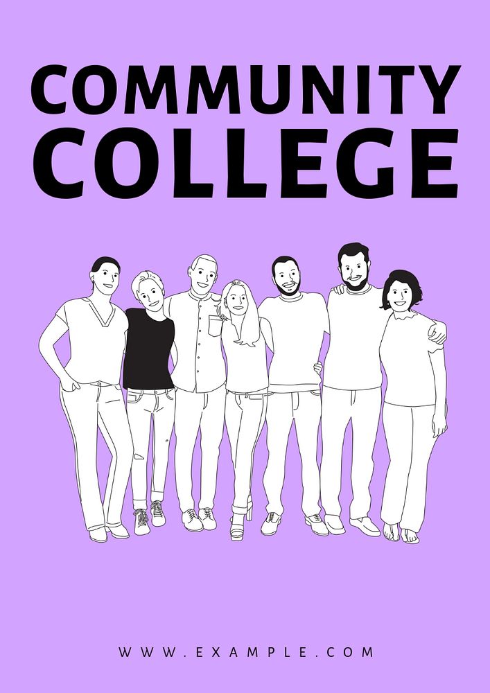 Community college  poster template, editable text and design