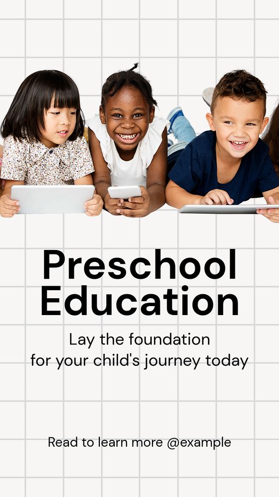 Preschool education  Instagram story template, editable text