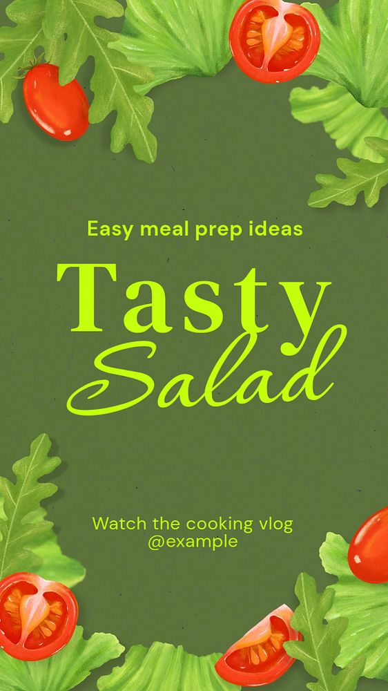 Salad prep Instagram story template, editable text