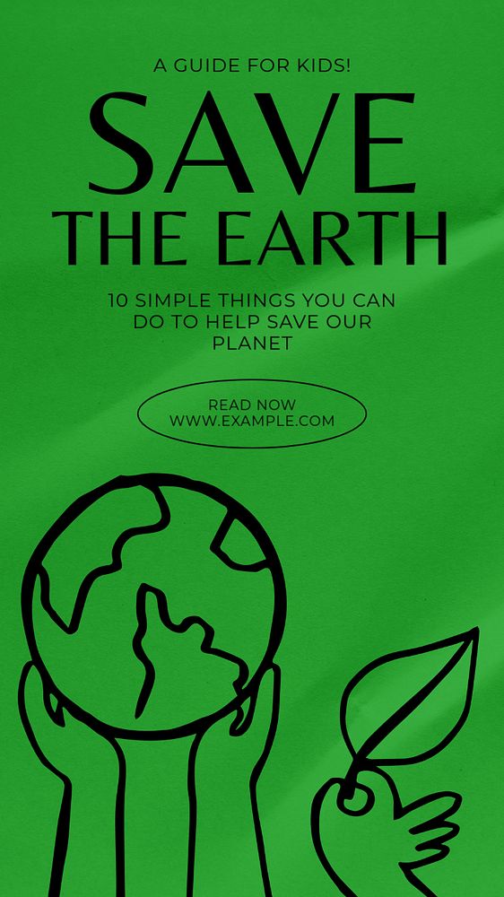 Save the earth Instagram story template, editable text