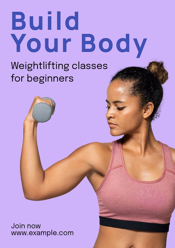 Build your body  poster template, editable text and design