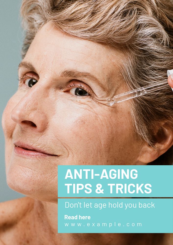 Anti-aging tips  poster template, editable text and design