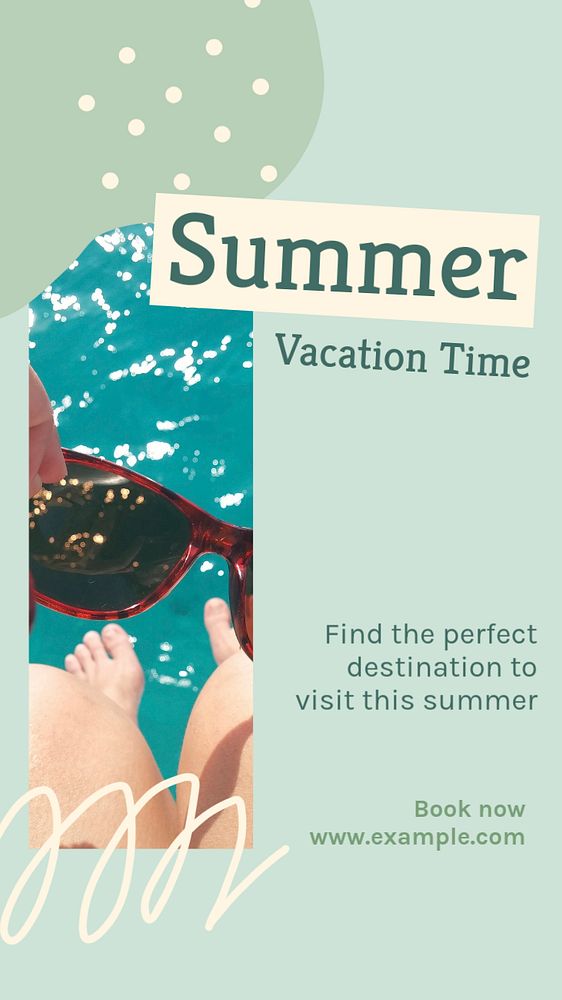 Summer vacation time  Instagram story template, editable text