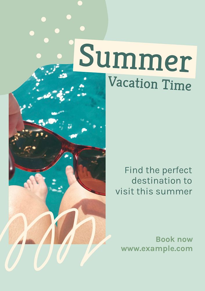 Summer vacation time  poster template, editable text and design