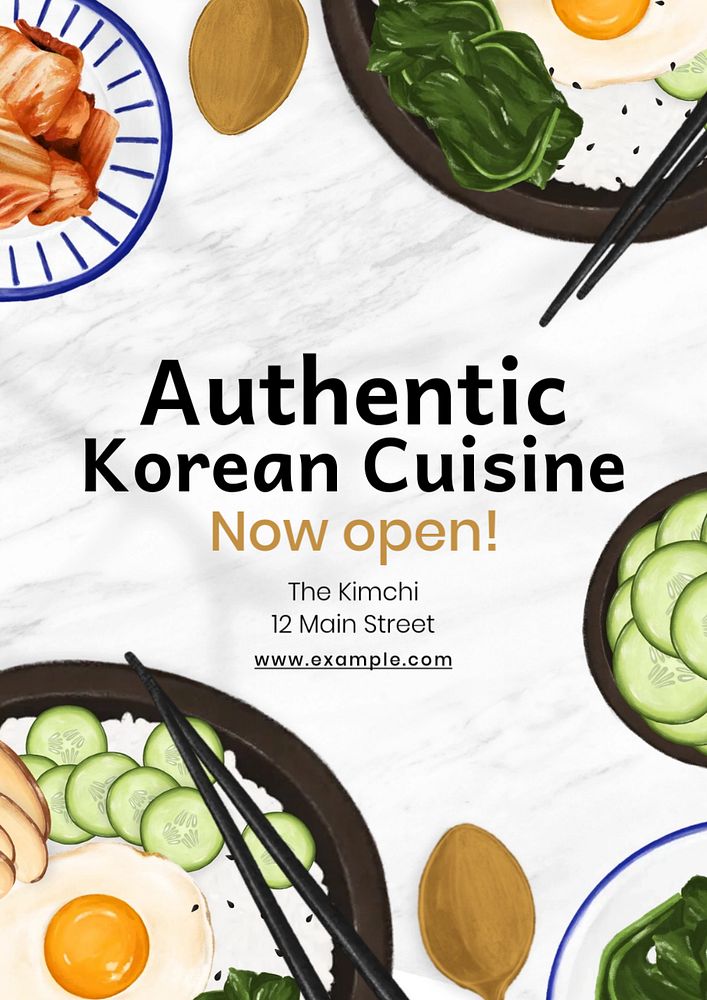 Korean cuisine poster template, editable text and design