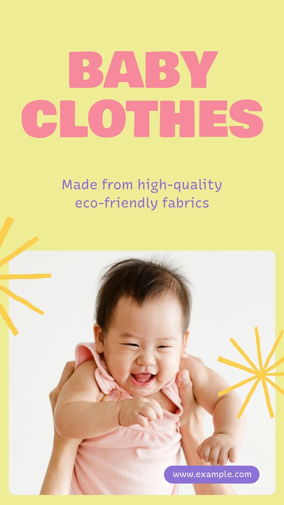 Baby clothes Instagram story template, editable text