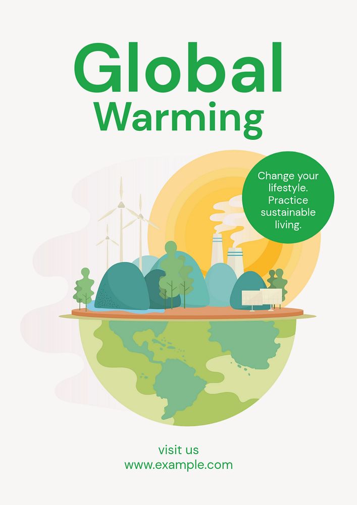 Global warming poster template, editable text and design