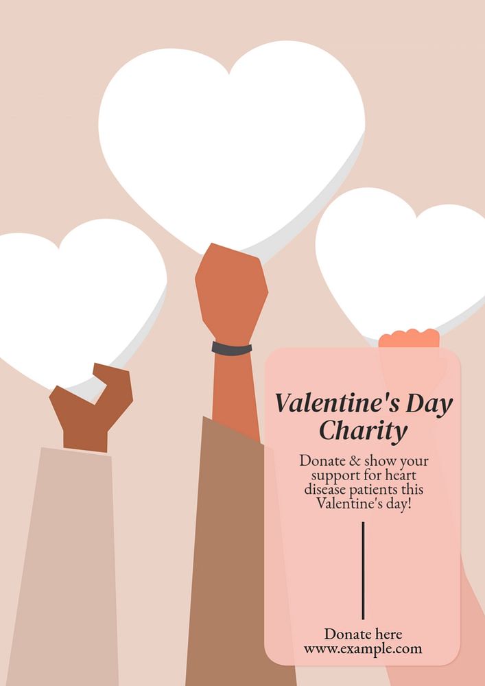 Valentine's charity  poster template, editable text and design