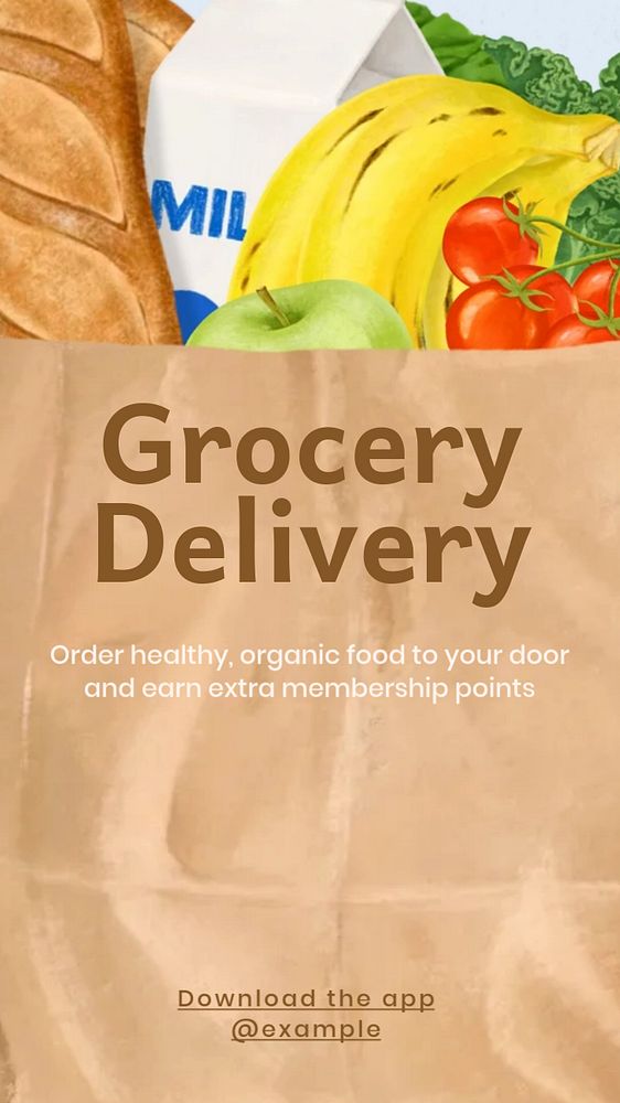 Grocery delivery Instagram story template, editable text