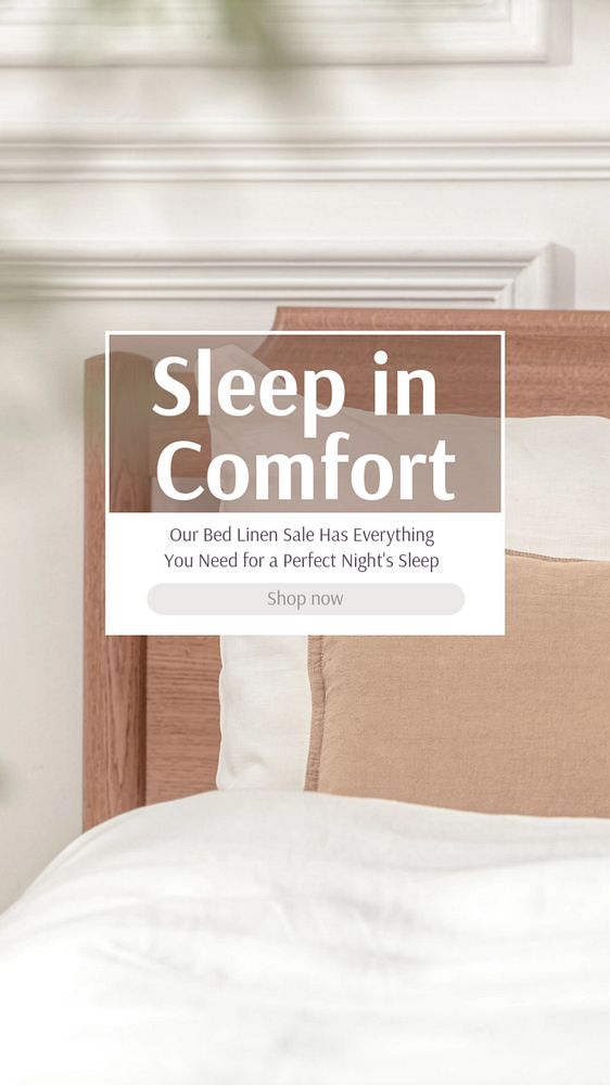 Sleep in comfort  Instagram story template, editable text