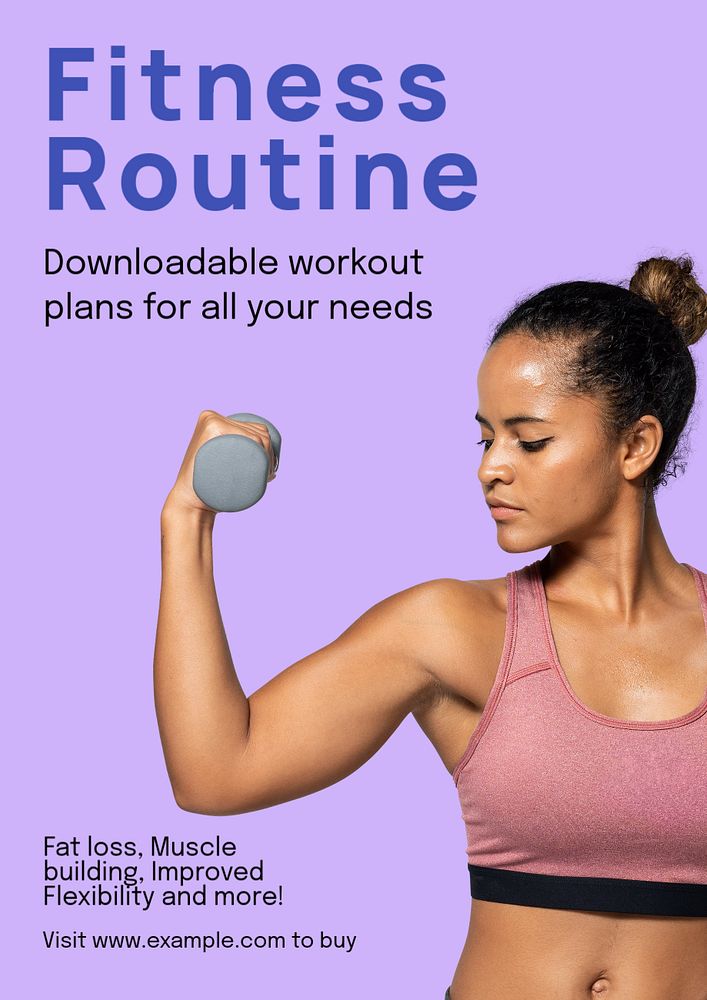 Fitness routine guides  poster template, editable text and design