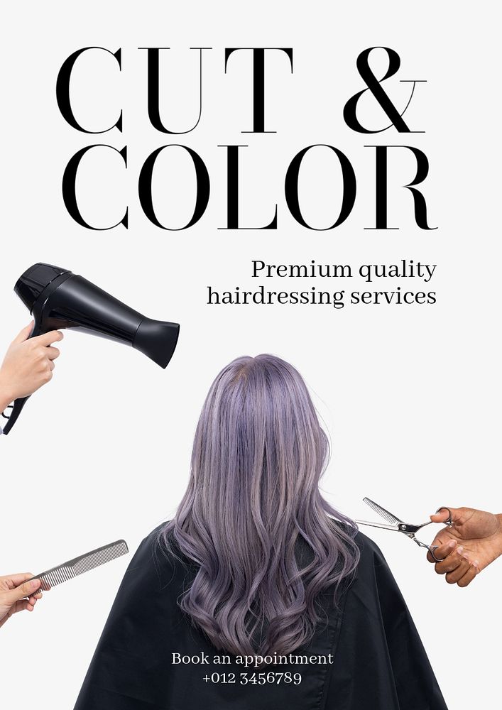 Cut & color poster template, editable text and design