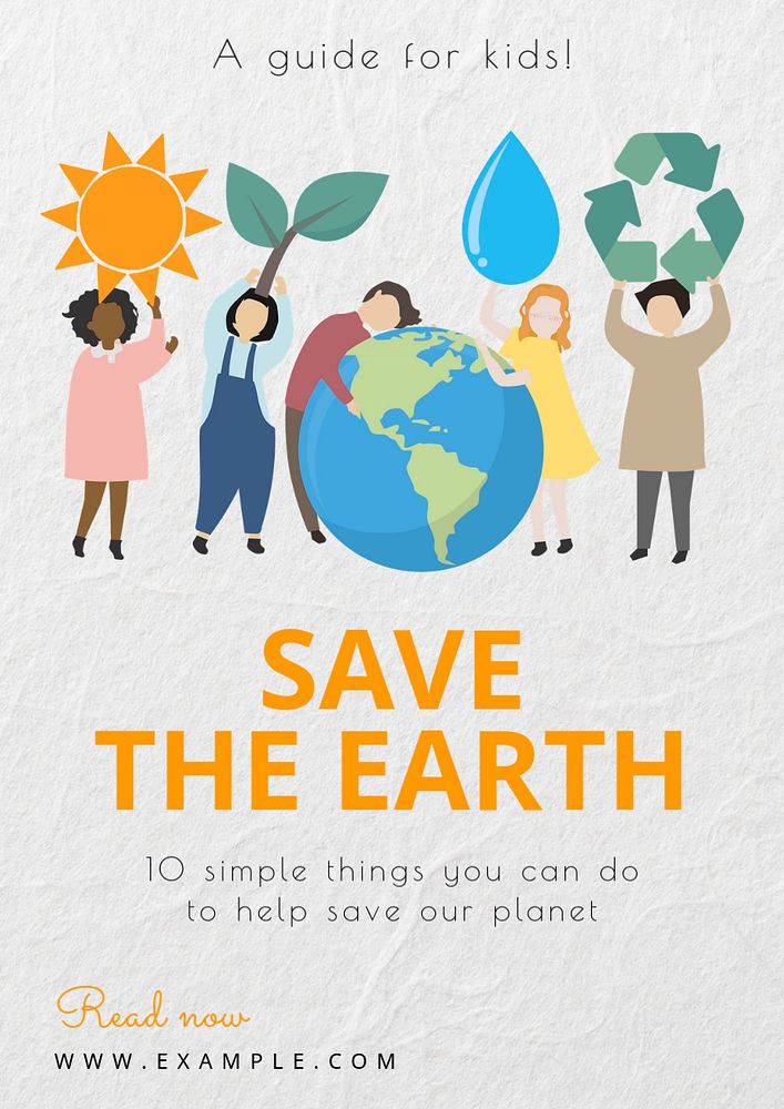 Save the earth poster template, editable text and design