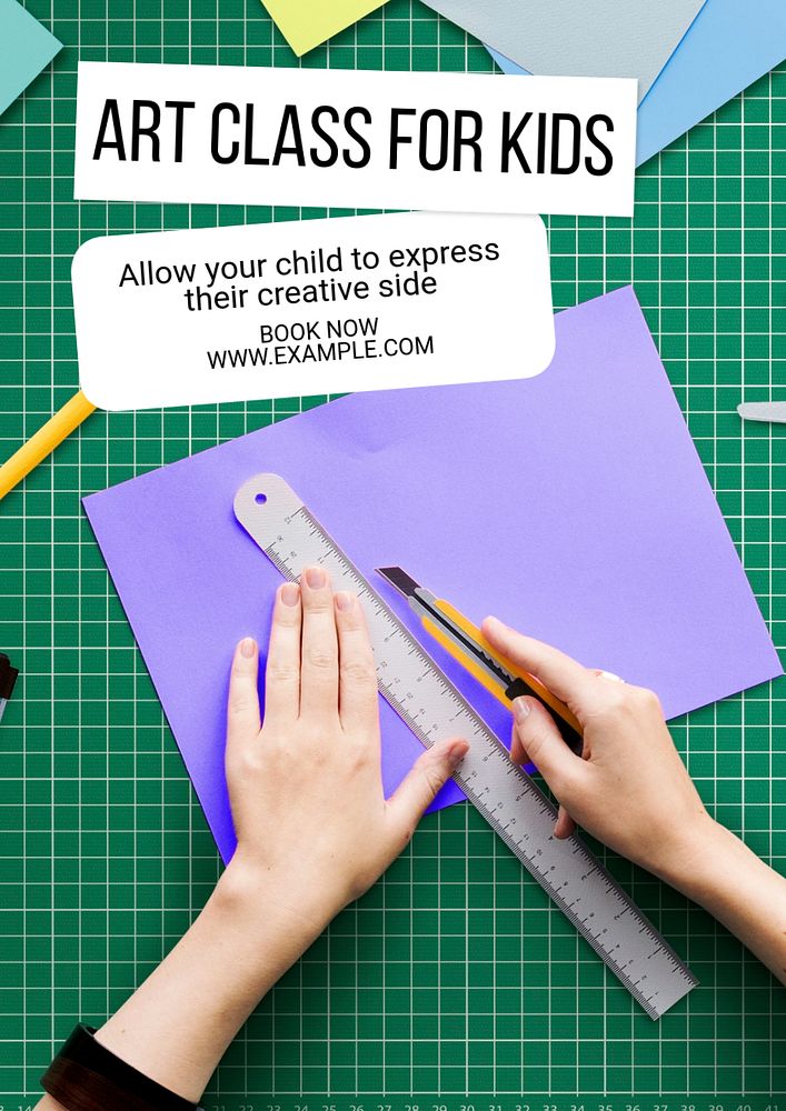 Kid's art class  poster template, editable text and design