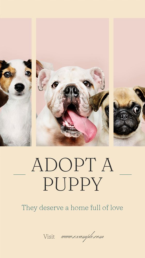 Adopt Puppy  Instagram story template, editable text