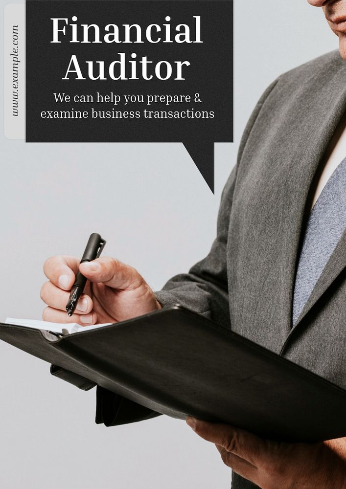 Financial auditor  poster template, editable text and design