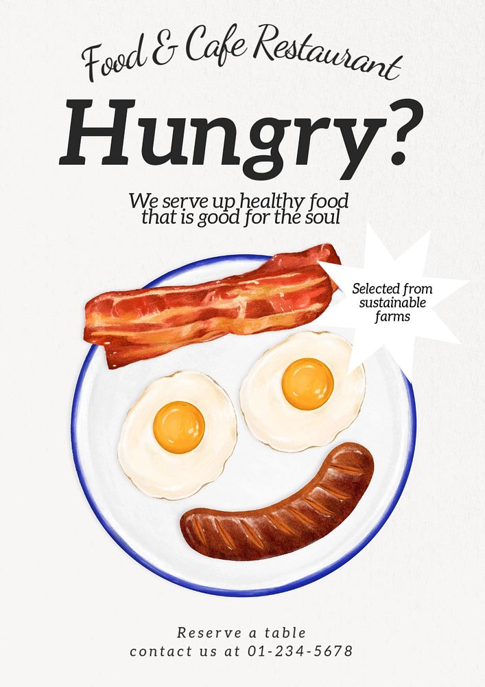 Healthy food  poster template, editable text and design