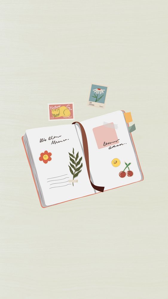 Personal journal mobile wallpaper, editable cute stationery illustration design