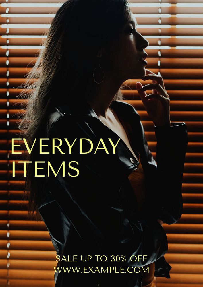 Everyday items poster template, editable text and design