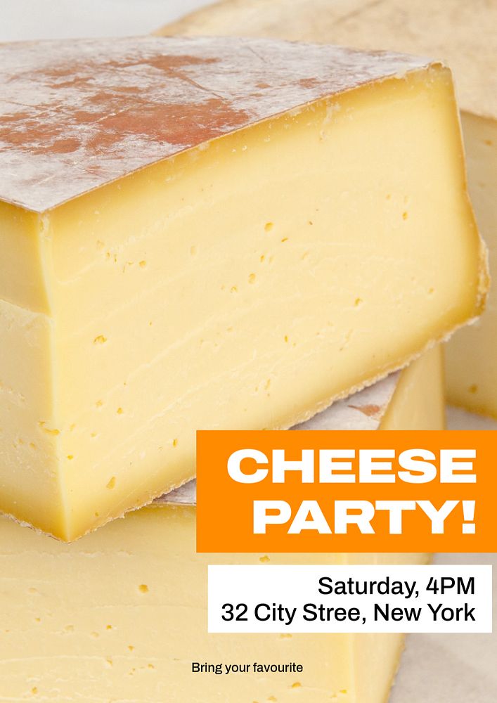 Cheese party  poster template, editable text and design