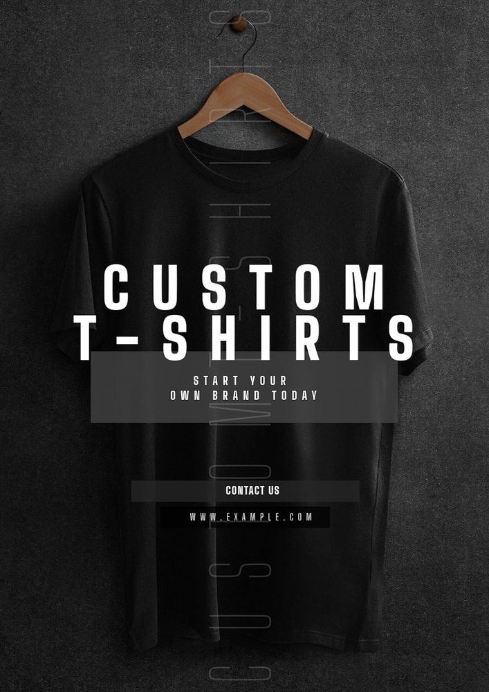 Custom t-shirts poster template, editable text and design