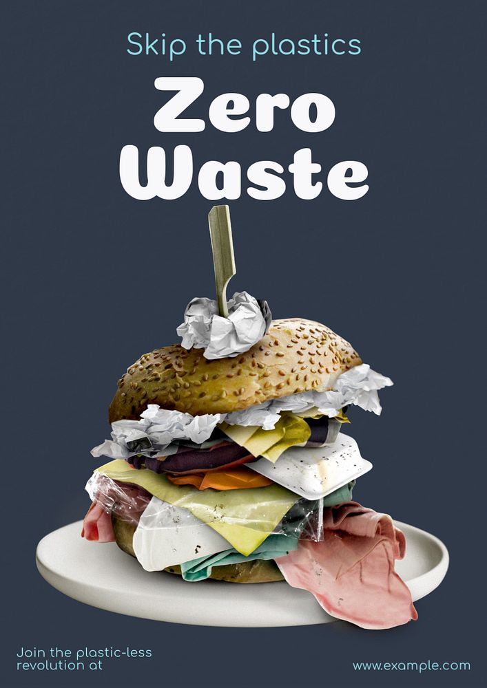 Zero waste living poster template, editable text and design