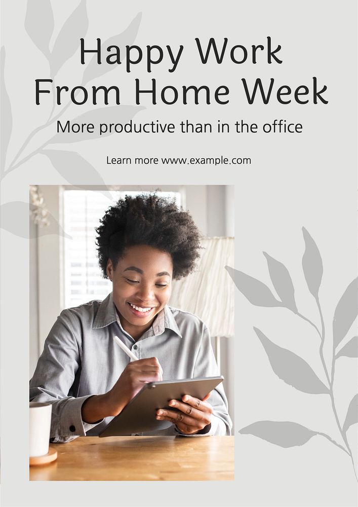 Work from home  poster template, editable text and design