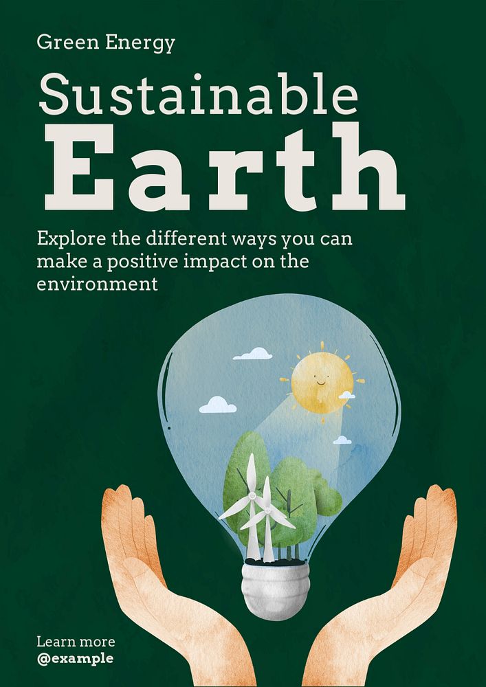 Sustainable earth poster template, editable text and design