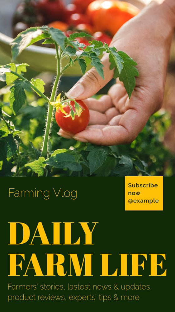 Farming vlog  Instagram story template, editable text