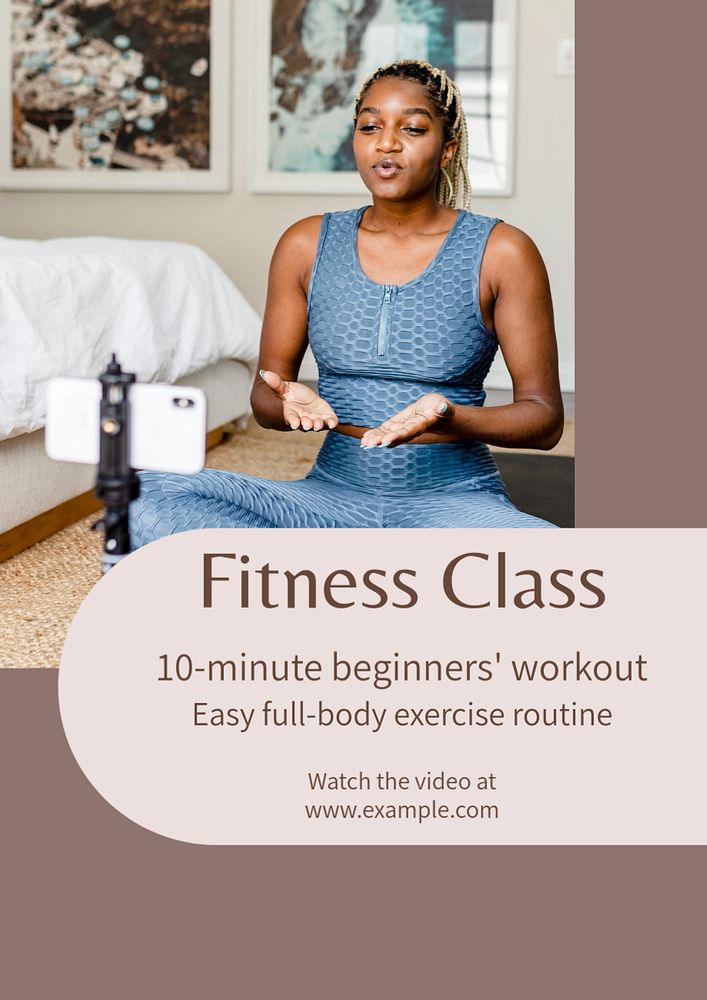 Fitness class  poster template, editable text and design