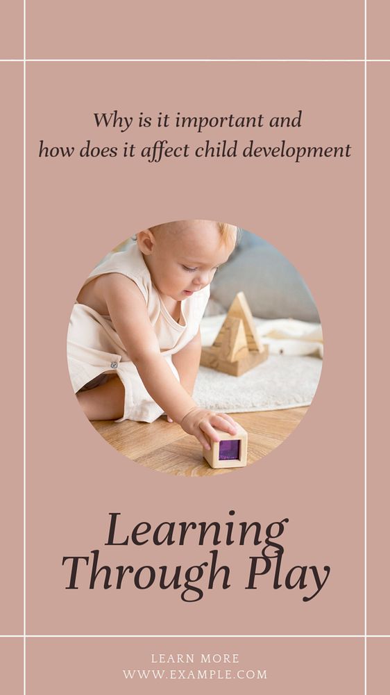 Learning through play  Instagram story template, editable text