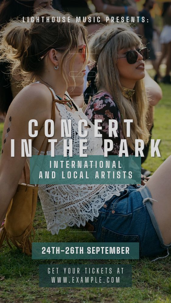 Park concert Instagram story template, editable text