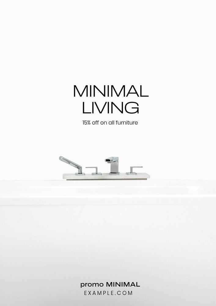 Minimal living poster template, editable text and design