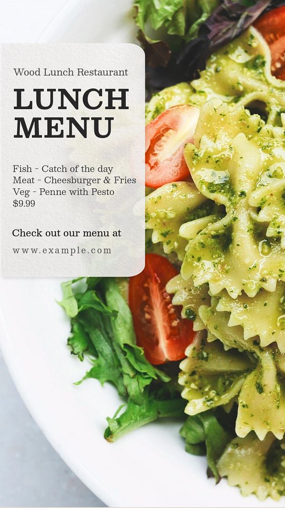 Lunch menu  Instagram story template, editable text