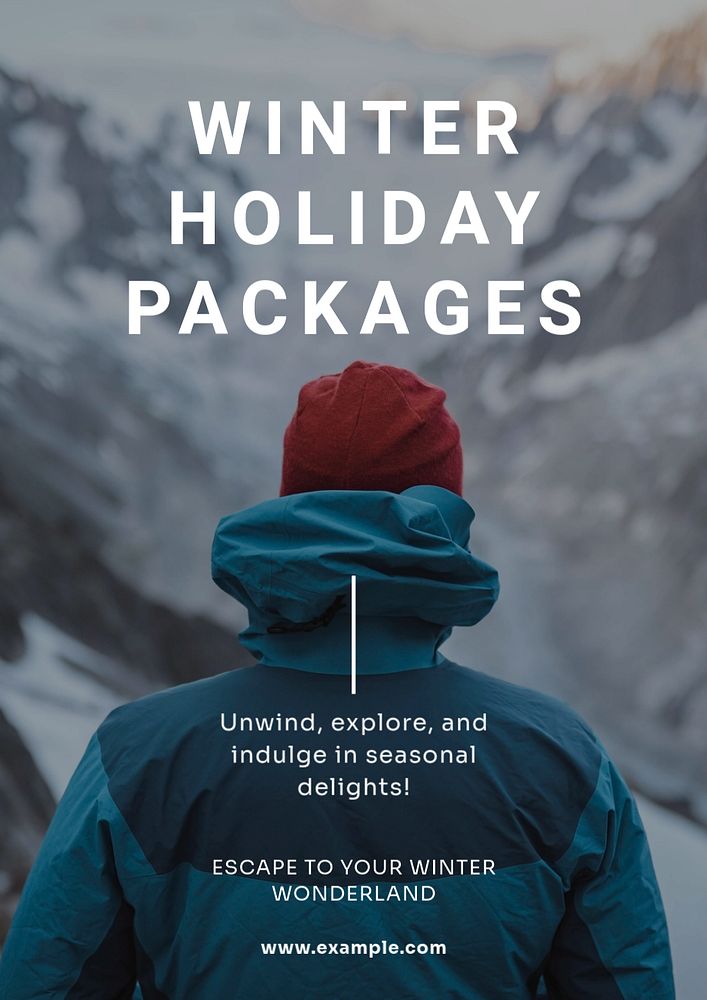 Winter holiday packages poster template, editable text and design