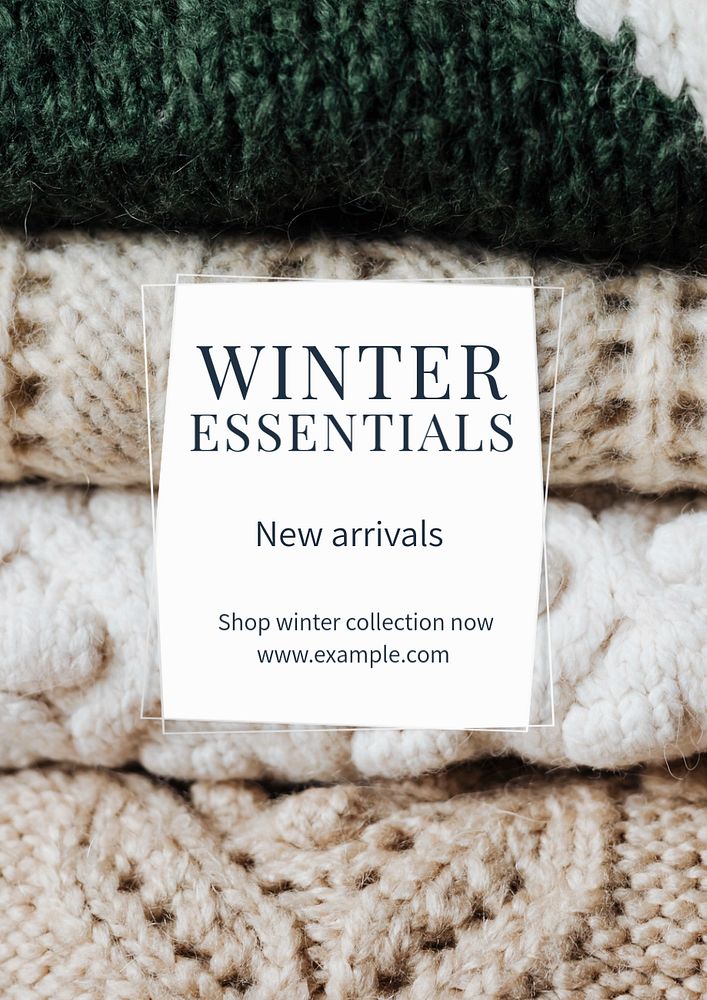 Winter essentials  poster template, editable text and design