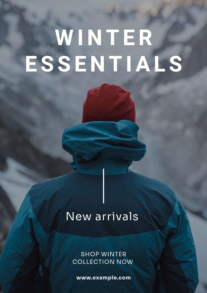 Winter essentials poster template, editable text and design