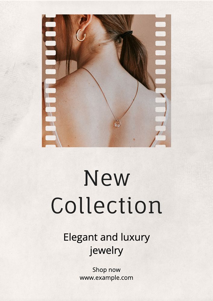 New jewelry collection  poster template, editable text and design