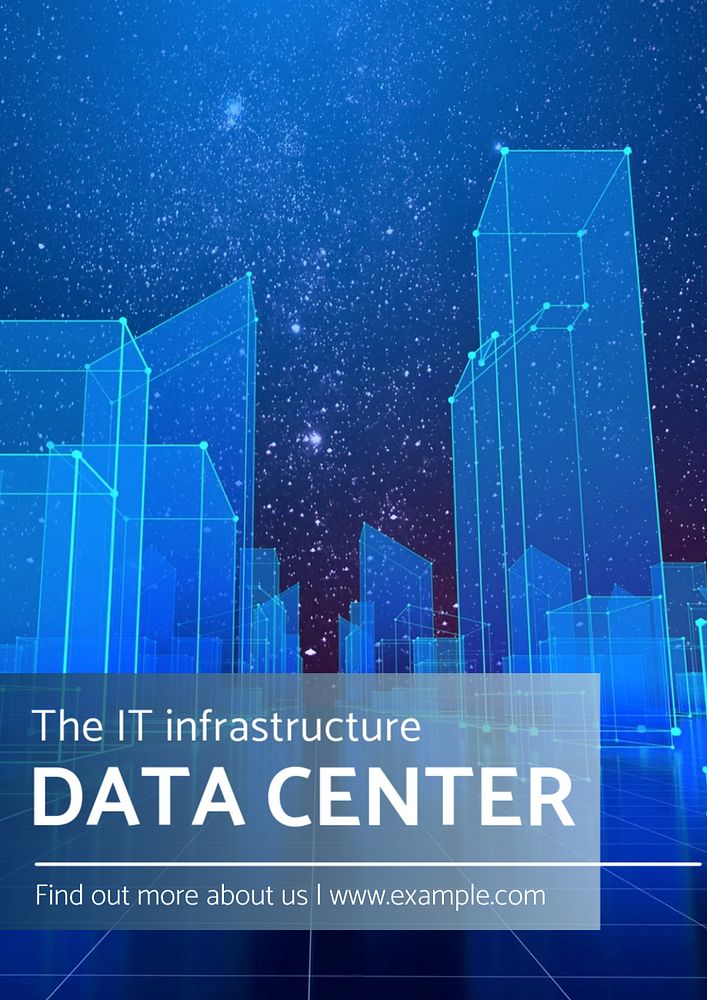 Data center  poster template, editable text and design