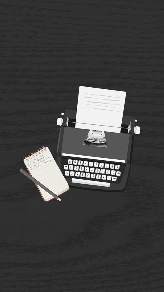 Editable retro typewriter mobile wallpaper, aesthetic illustration design