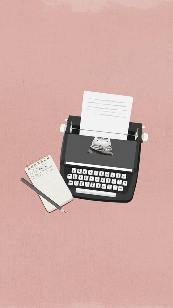 Editable retro typewriter mobile wallpaper, aesthetic illustration design